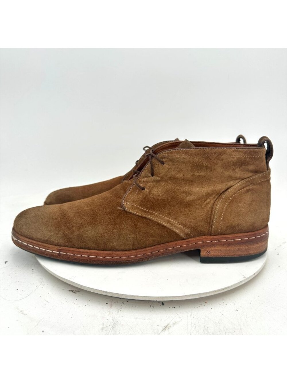 John Varvatos Men Size 12 Brown Suede Lace Up Wodden Sole Ankle Chukka Boot
